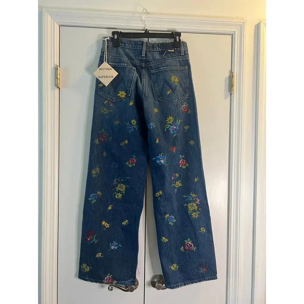 Mother Rerun Zip Sneak High-Rise Wide-Leg Jeans size 26 blue New - Picture 5 of 10